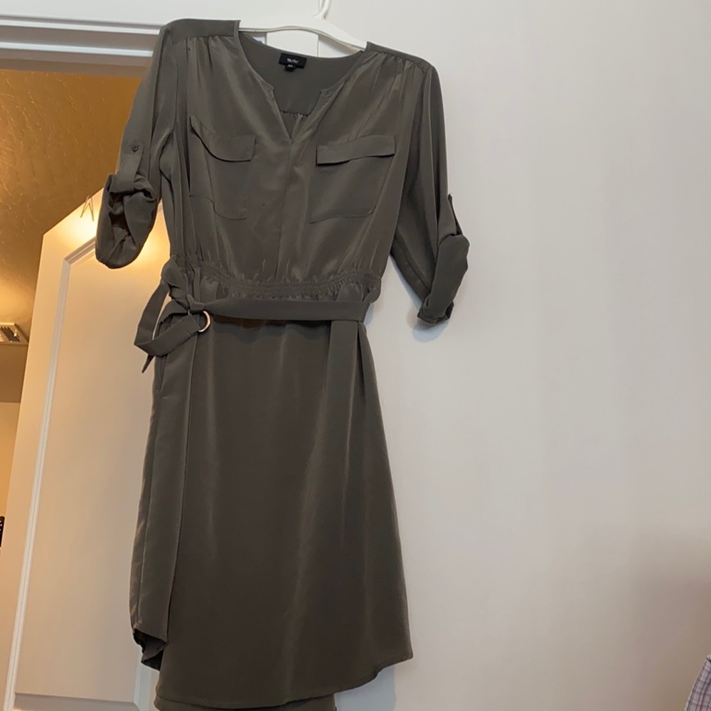 Soft military green shift dress